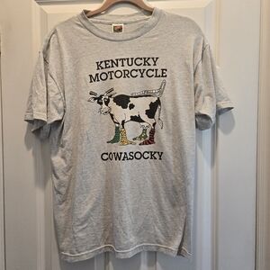 Vintage Tee Men’s L Kentucky Cowasocky Graphic T-Shirt Gray Short Sleeve Top